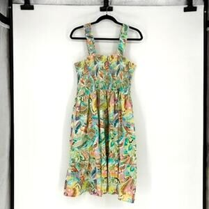 Charlie Paige Wild Paisley Smocked Cotton Sundress - XL  (Tropical - Travel)